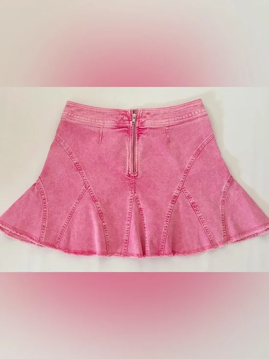 Anthropologie Pilcro Skirt Seamed Flared Mini Skirt Pink Size 6 - Picture 7 of 16